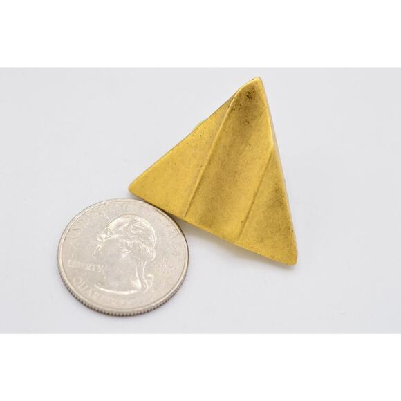 Vintage Statement Earrings Brushed Gold Chunky Heavy Geometric NOS 1980s BinAA - Picture 10 of 10